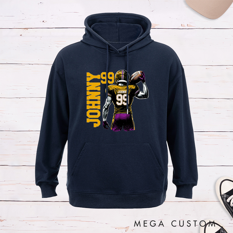 Personalized Football Hoodie with Custom Name, Number, and Unique Player Design
