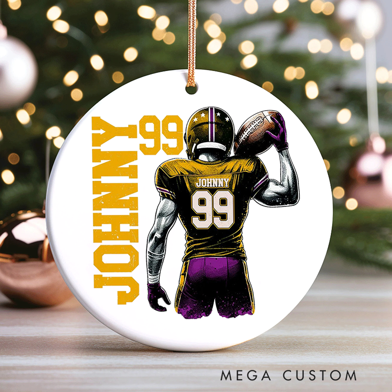 Personalized Football Christmas Ornament with Custom Name, Number, and Player Design