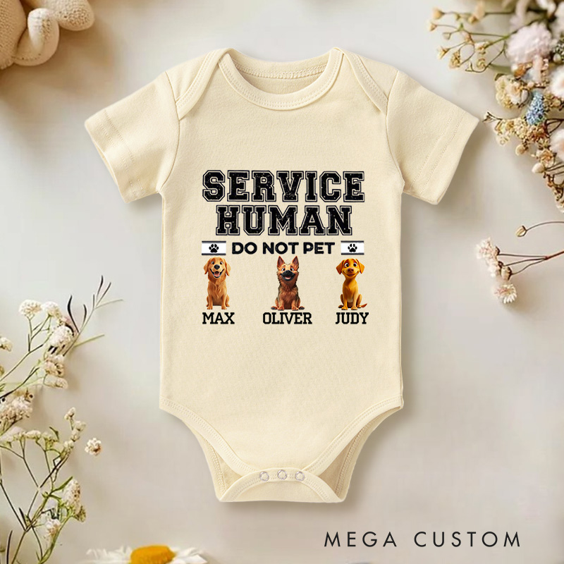 Personalized Service Human Do Not Pet Dog Baby Bodysuit Baby Shower Gift