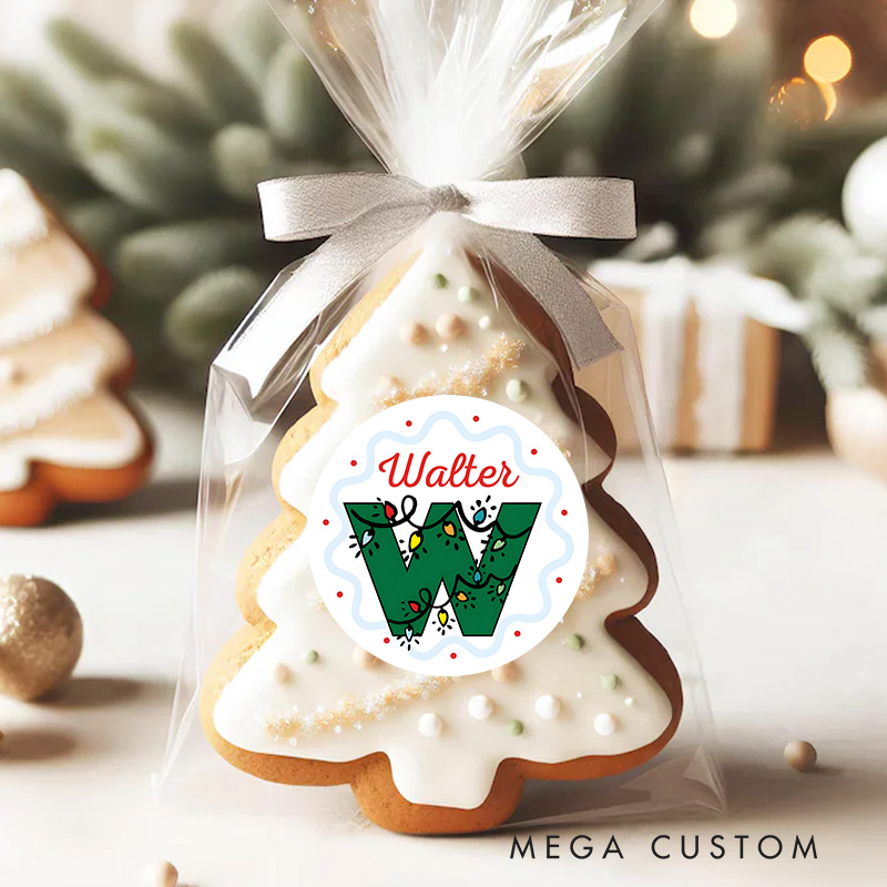 Personalized Festive Initial Wreath Celebrating XX's Holiday Spirit Christmas Gift Tags