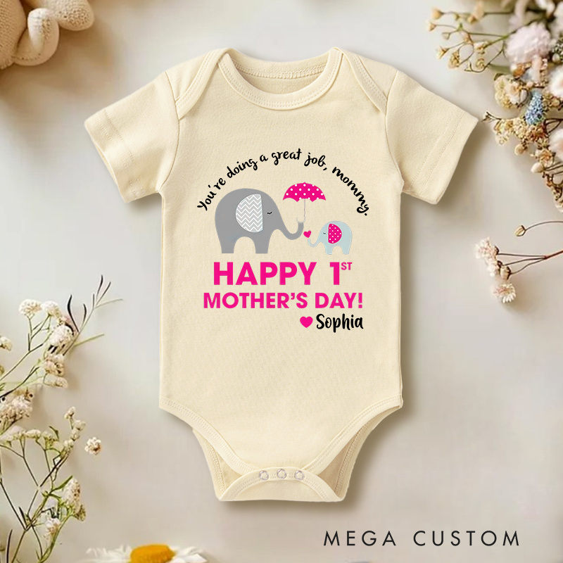 Personalized You're Doing Great Job Mommy Baby Onesie Mother's Day Gift