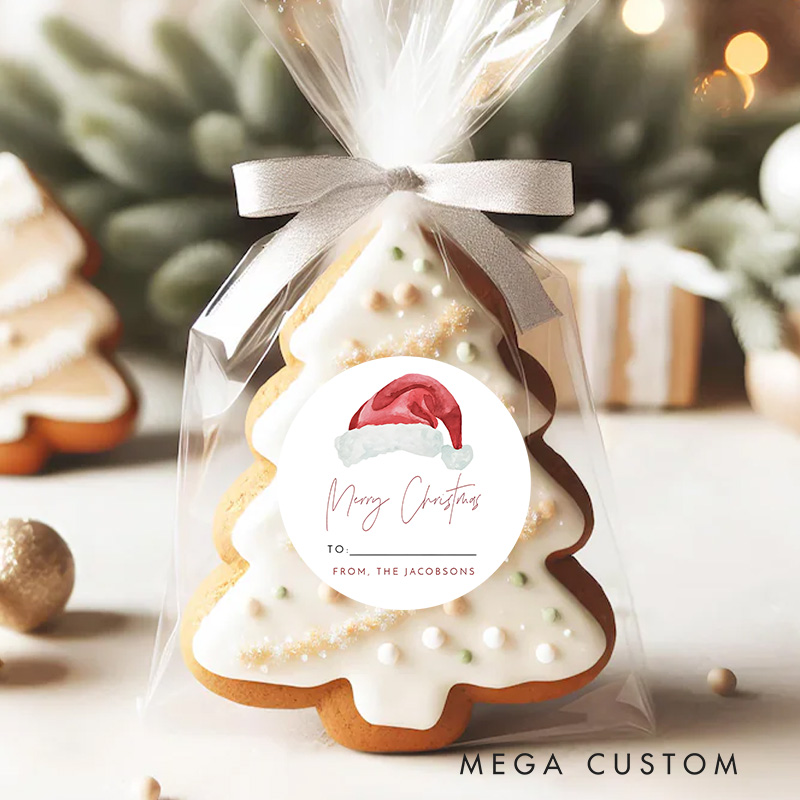 Personalized Classic Santa Hat with Warm Wishes from the XX Gift Tags