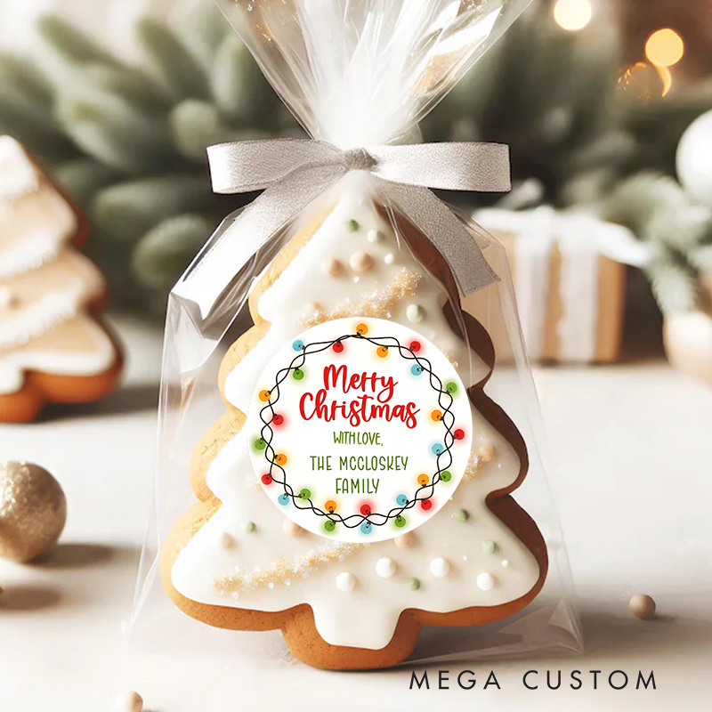 Personalized Festive Christmas Lights with Love from the XX Family Gift Tags
