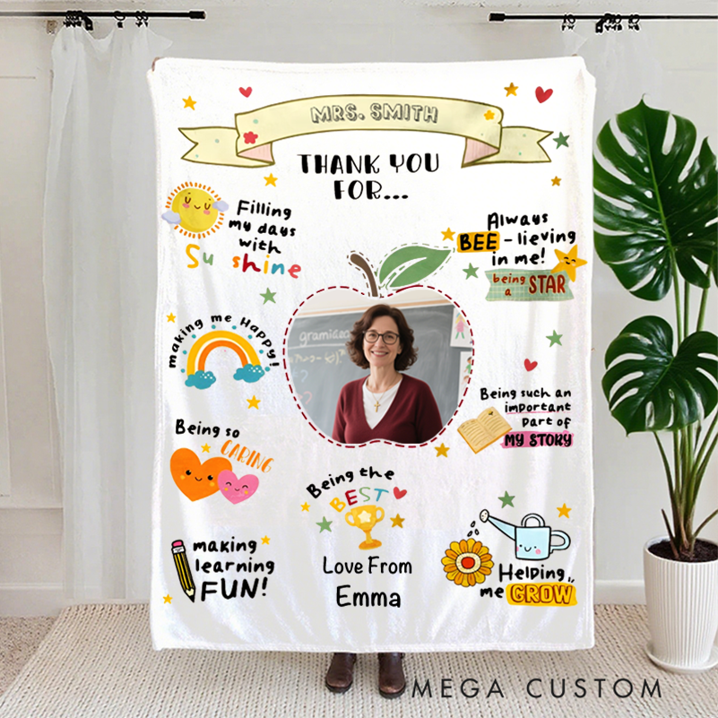 Personalized Teacher Blanket Thank You Teacher Design Teacher Blanket Gift for Teacher