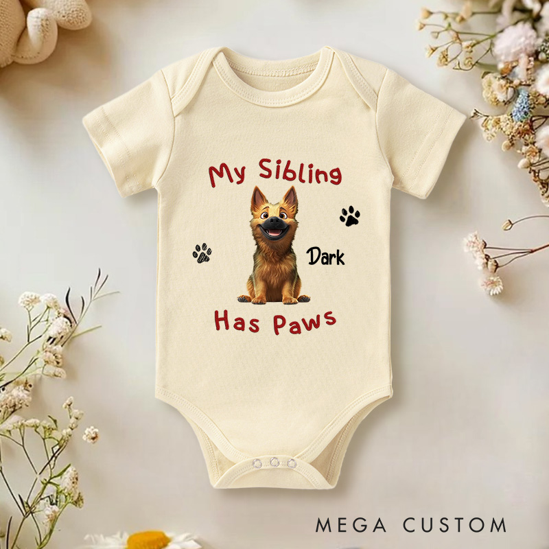 Personalized My Sibling Has Paw Baby Bodysuit Baby Shower Gift