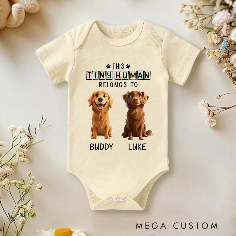 Personalized Tins Baby and Lovely Dogs Bodysuit Baby Shower Gift