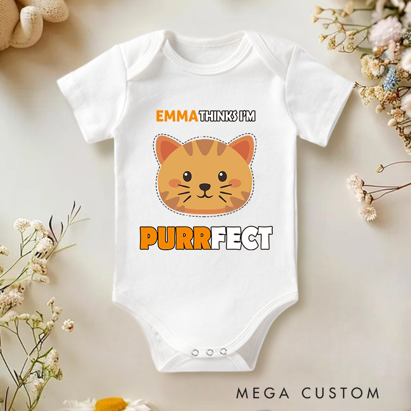 Personalized My Cat Thinks I'm Purrfect Baby Onesie Pet Lover Gift