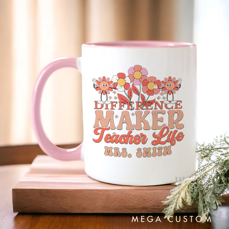 Personalized Mugs Teacher Life Retro Floral Mug Charming and Stylish Gift for Teachers