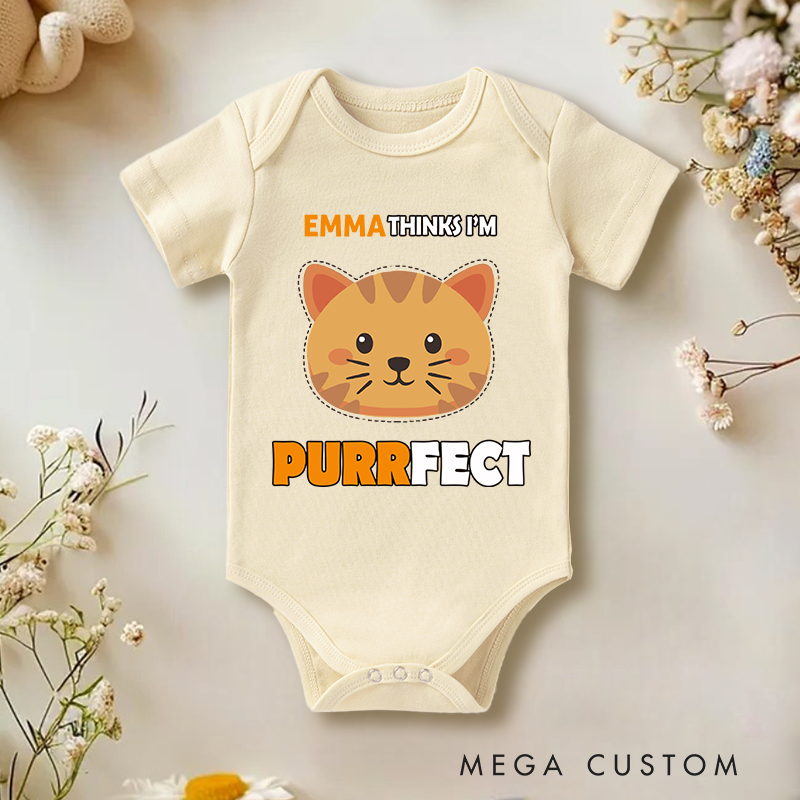 Personalized My Cat Thinks I'm Purrfect Baby Onesie Pet Lover Gift