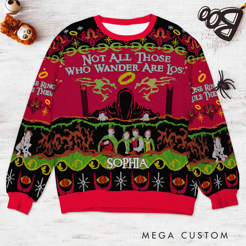 Personalized Not all Those Who Wander Are Lost Christmas Ugly Sweater Movie Christmas Sweater Film Fan Family Sweater