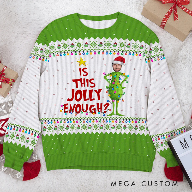 Personalized Is This Jolly Enough Photo Ugly Sweater Movie Christmas Sweater Film Fan Family Sweater