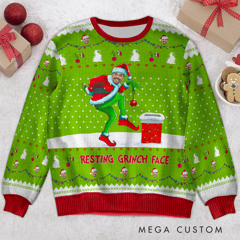 Personalized Resting Face Christmas Ugly Sweater Movie Christmas Sweater Film Fan Family Sweater