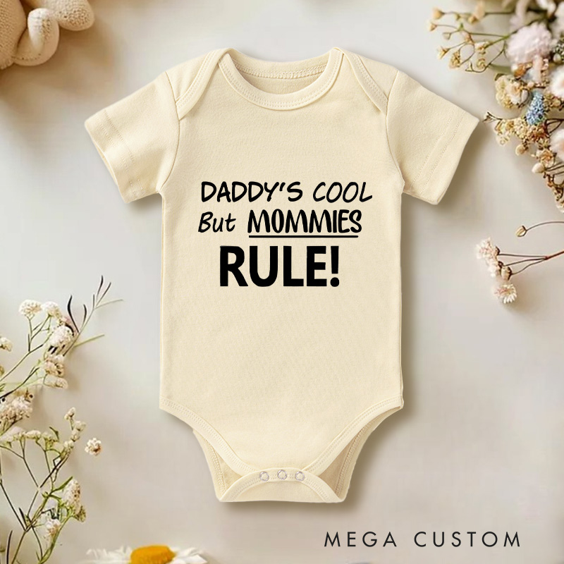 Personalized Daddy's Cool but Mommies Rule Baby Onesie Baby Shower Gift