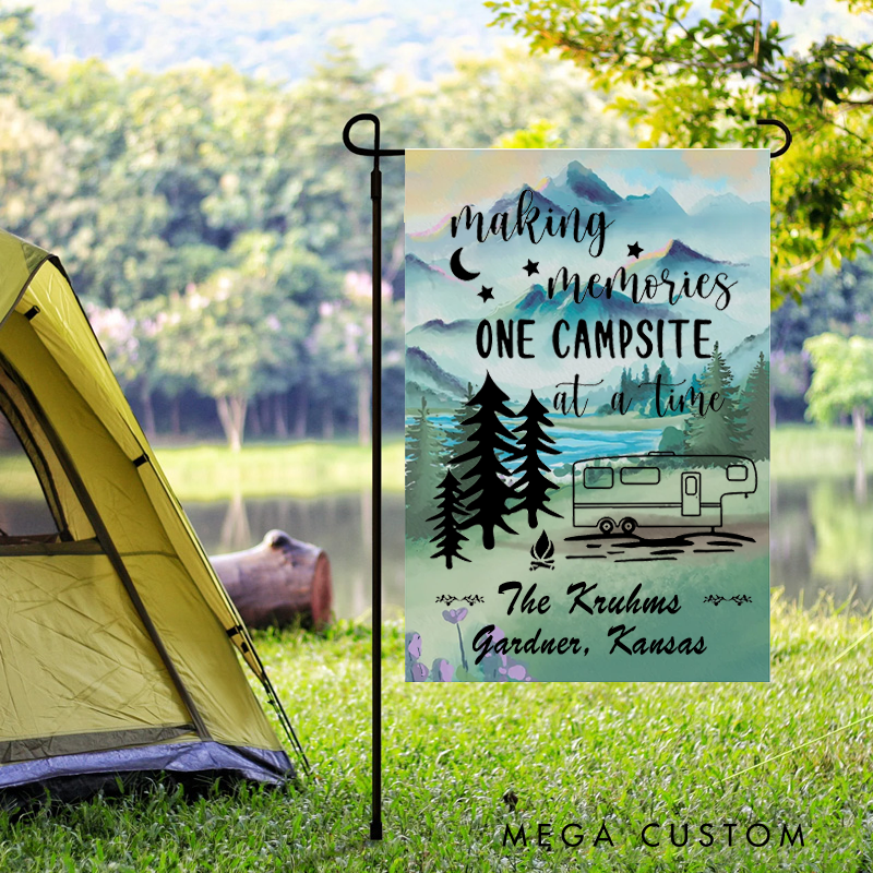 Personalized Campsite Garden Flag One Happy Camper Garden Flag Perfect for Your Rv Gift for Travel Hiking Lovers