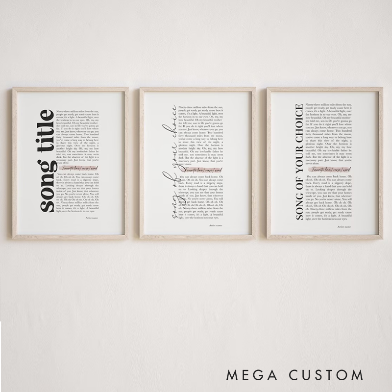 Personalized Song Lyric Print Custom Lyrics Wall Art Without Frame Music Quote Poster Custom Song Art