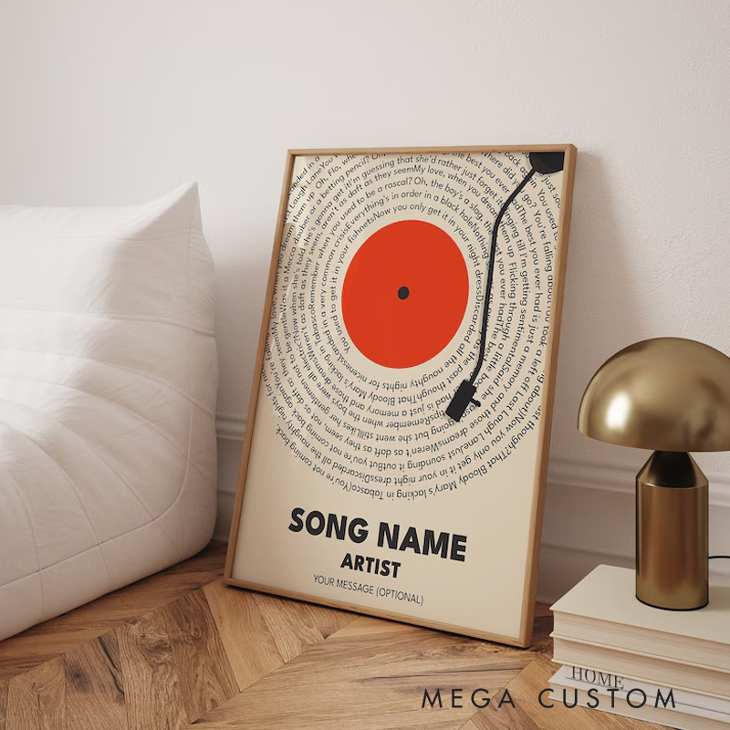 Personalized Song Lyrics Vinyl Record Print Without Frame Custom Music Gift