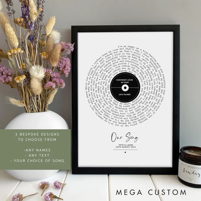Personalized Song Gift Custom Lyrics Wall Art Without Frame Music Quote Poster Custom Song Art