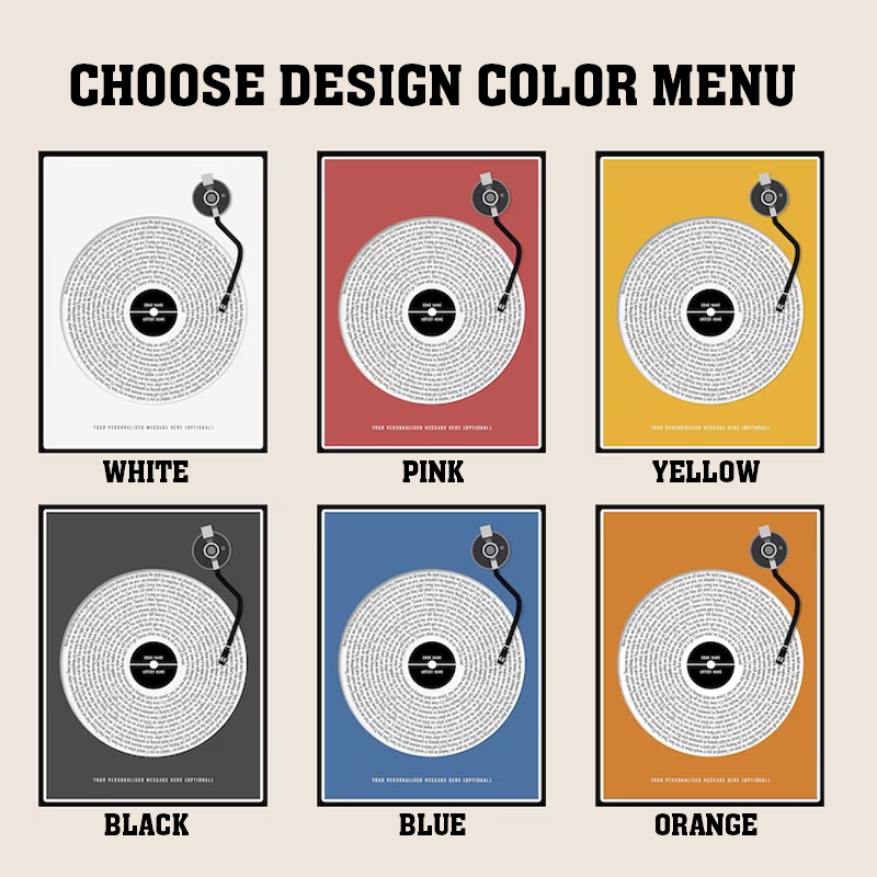 Personalized Vinyl Lyrics Print Without Frame Custom Music Poster Customizable Music Gift Music Gift