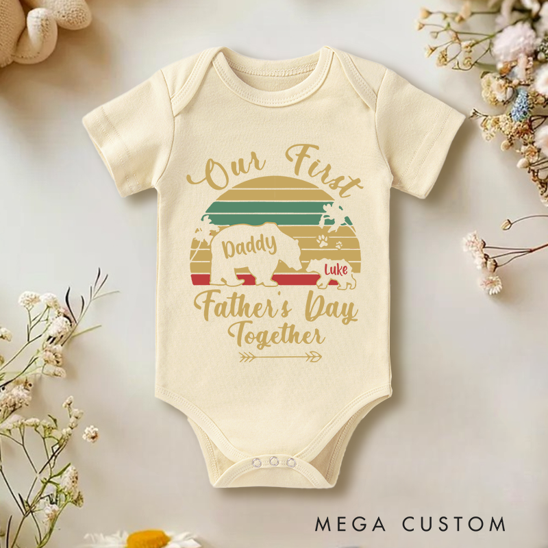 Personalized Our 1st Fathers Day Together Baby Onesie Dad Gift For Baby