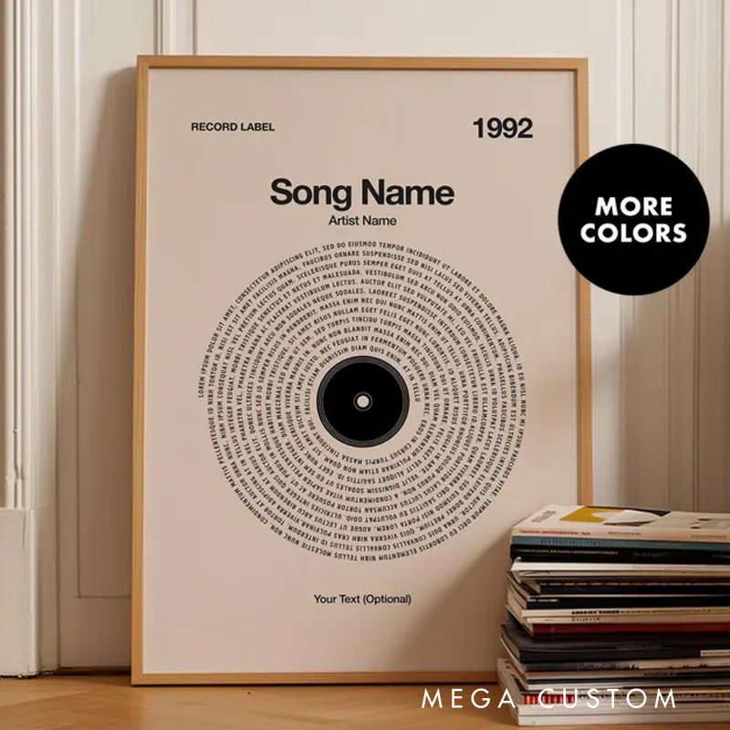 Personalized Vinyl Lyrics Print Without Frame Customizable Music Gift Typography Wall Art Personalized Music Lover Gift