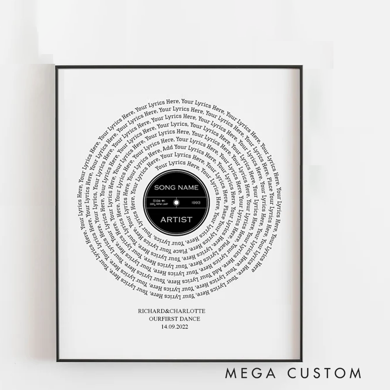 Personalized Vinyl Lyrics Poster Vinyl Record Print Without Frame Typography Print Music Art Song Lyrics Poster