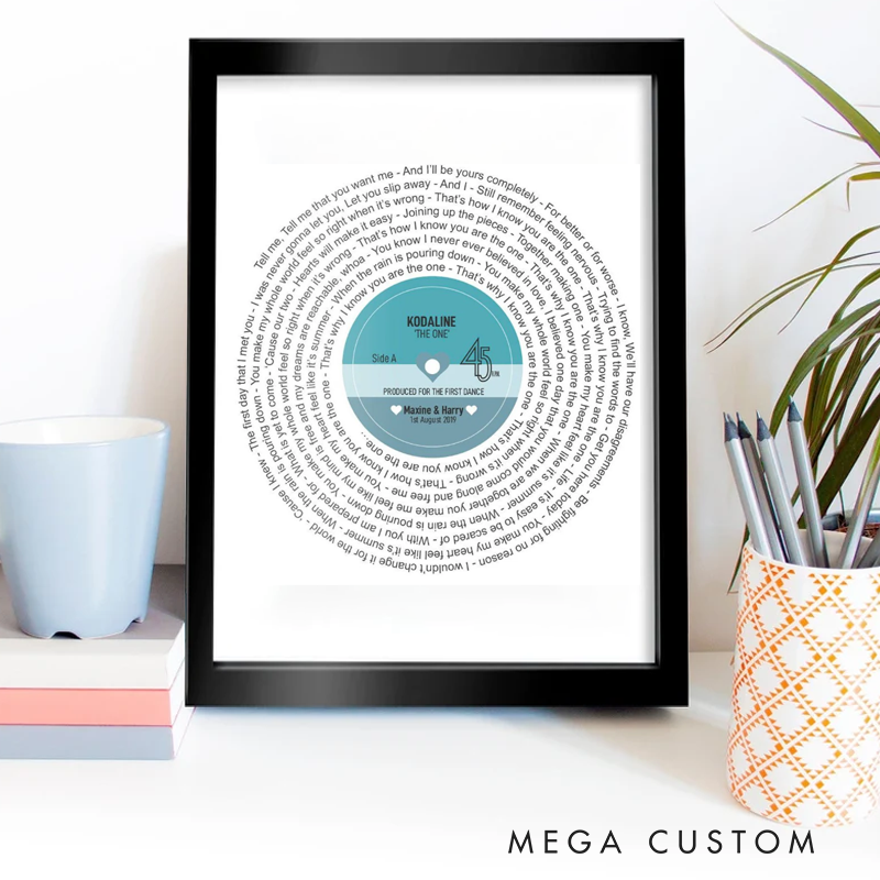 Personalized Record Print Without Frame Any Artist Any Song Music Art Song Lyrics Poster