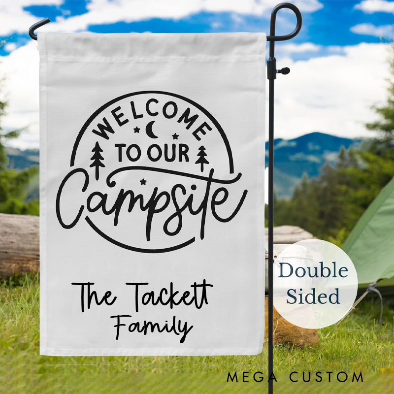 Personalized Welcome to Our Campsite Garden Flag Custom Camping Flag Gift for Family Camping
