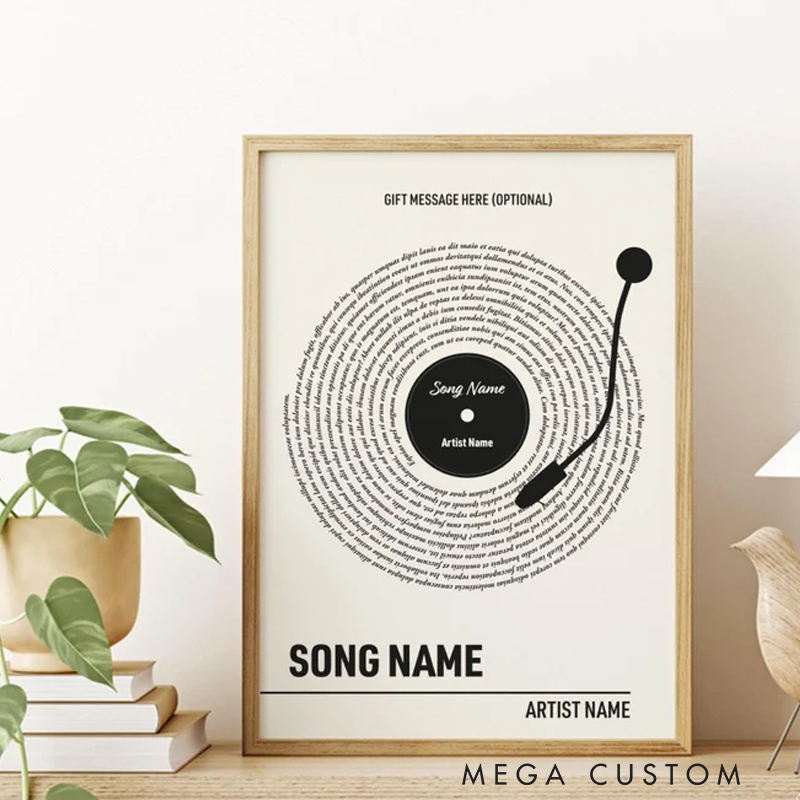 Personalized Vinyl Lyrics Print Without Frame Custom Music Poster Customizable Music Gift