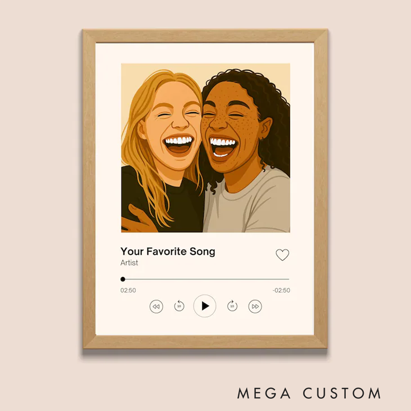 Personalized Digital Portrait from Photo Custom Music Code Poster Without Frame