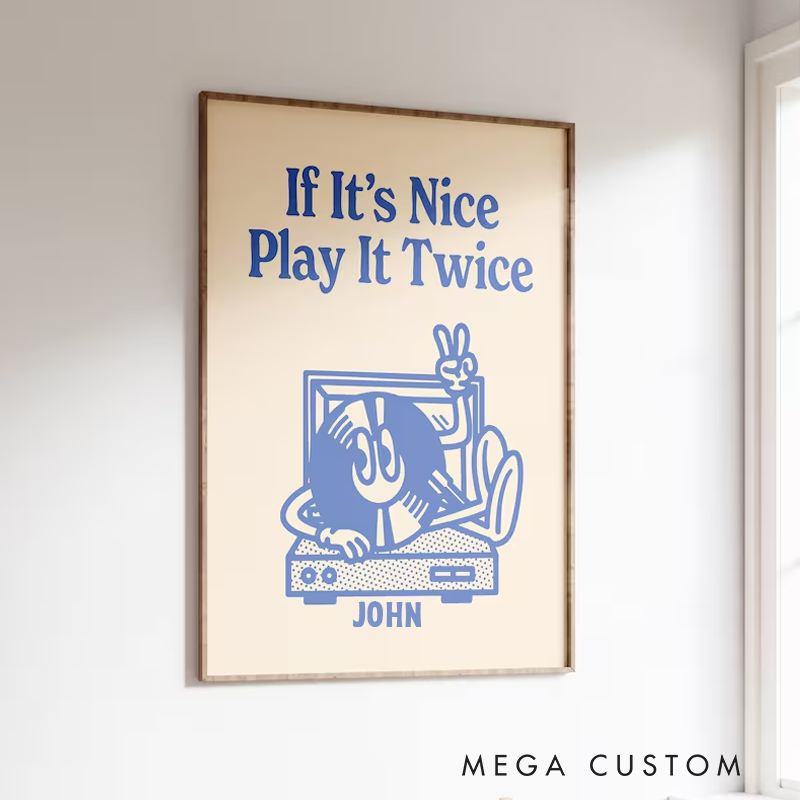 Personalized Retro Vinyl Wall Art Without Frame Printable Record Player Poster for Dorm Room or Music Lovers