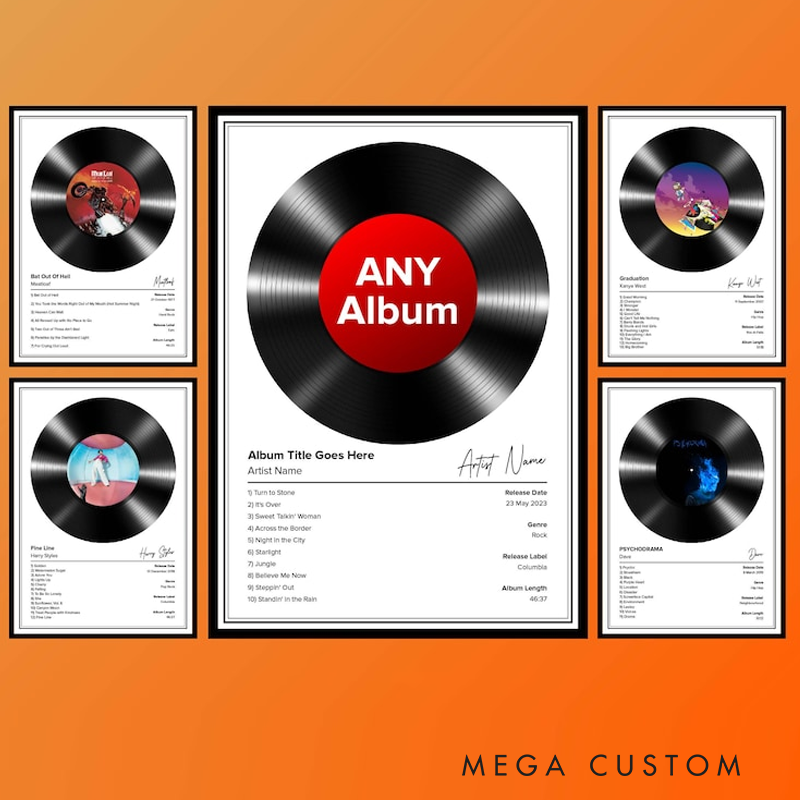 Personalized Music Posters Custom Vinyl Record Album Posters Choose Your Own Album Print Custom Music Posters  Without Frame