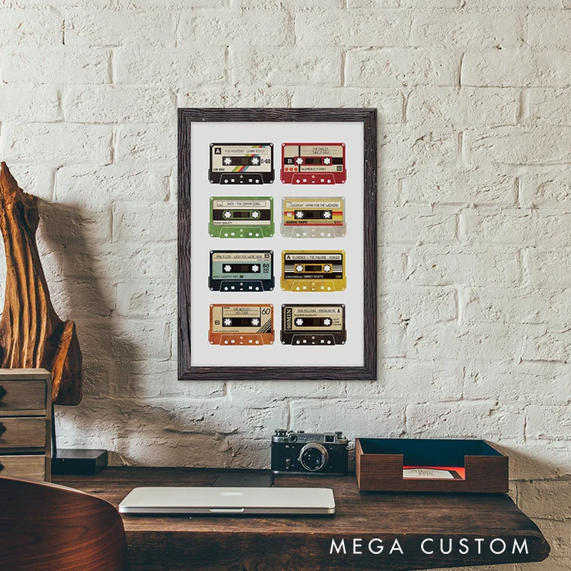 Personalized Cassette Print Poster Add Your Favourite Songs Retro Music Art Wall Art Without Frame Illustration