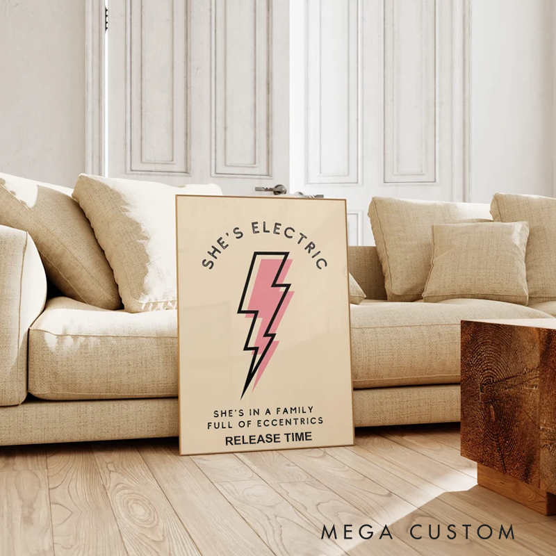 Personalized She's Electric Oasis Inspired Art Print She's Electric Music Print Rock Music Art Without Frame Music Wall Art Music Lyrics