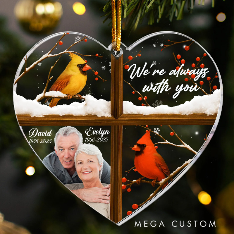 Personalized Acrylic Photo Ornament We're Always With You Cardinals Christmas Ornament Sympathy Gifts