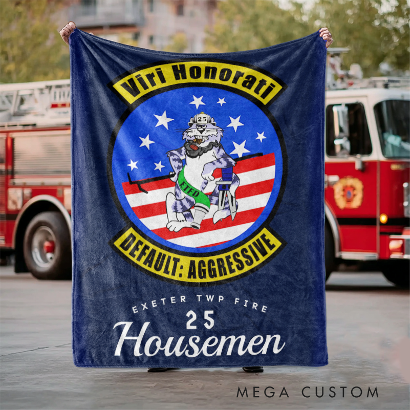 Personalized Firefighter Blanket with Custom Fire Department Logo and Design Gift for Firefighters