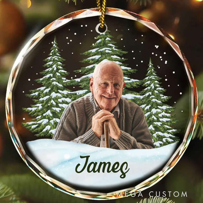 Personalized Memorial Ornament Sympathy Gift Circle Glass Christmas Ornament Memorial Gift for Loss of Loved One