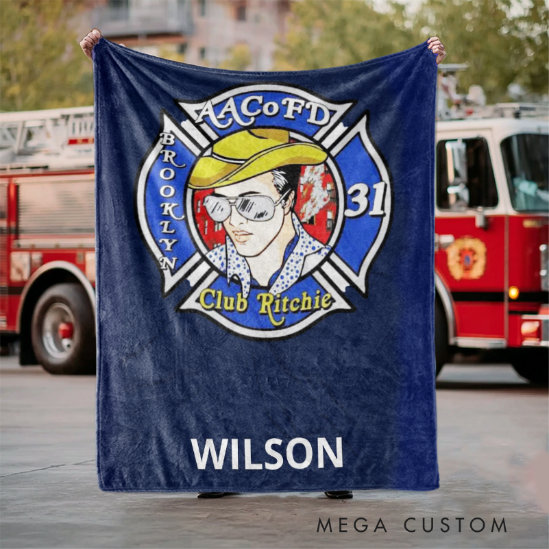 Personalized Firefighter Blanket with Fire Department Logo Gift for Firefighters