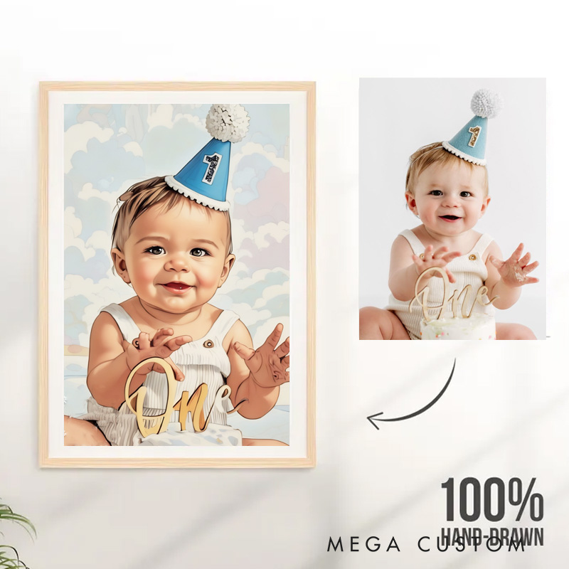 Personalized Baby Portraits Poster Using Baby Photo Custom Art Lover Gifts
