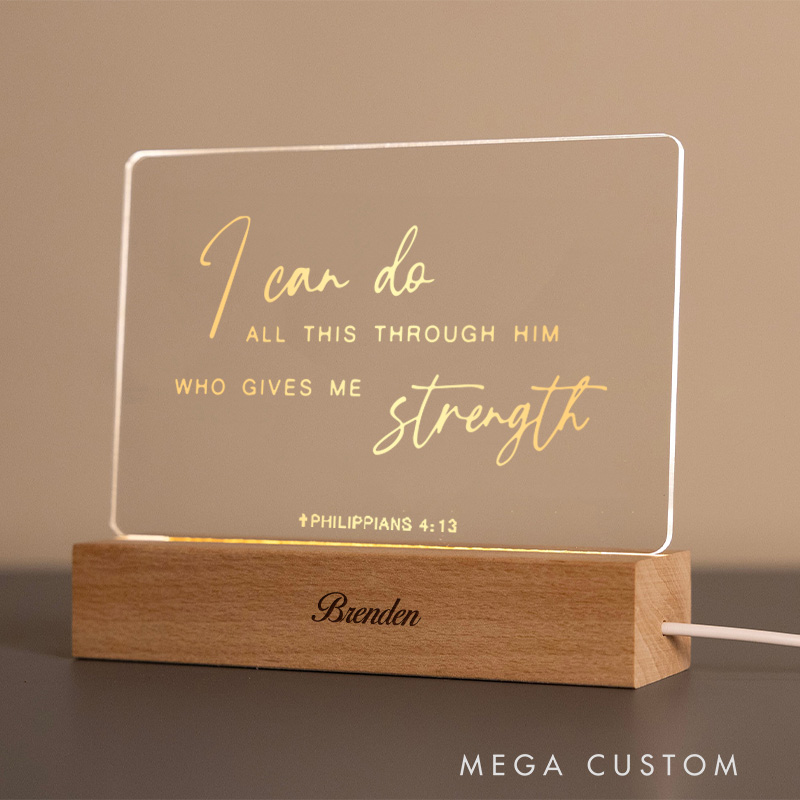 Personalized Bible Verse LED Lamp Night Light with Name Home Decor Faith Based Decor Religious Christian Gift Bible Verse Gift