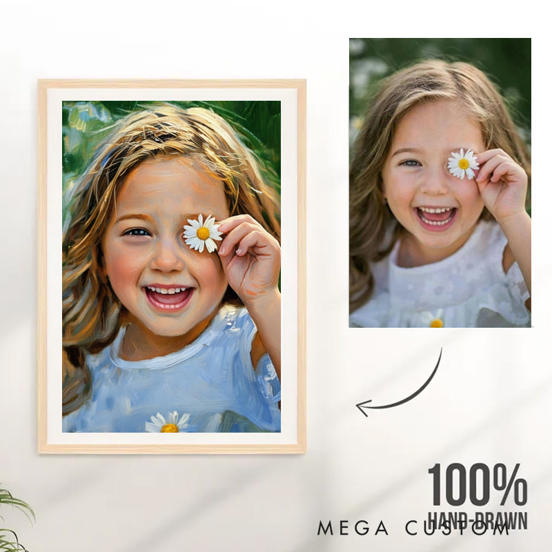Personalized Kids Hand-Drawn Painting Poster from Photo Gift from Kids