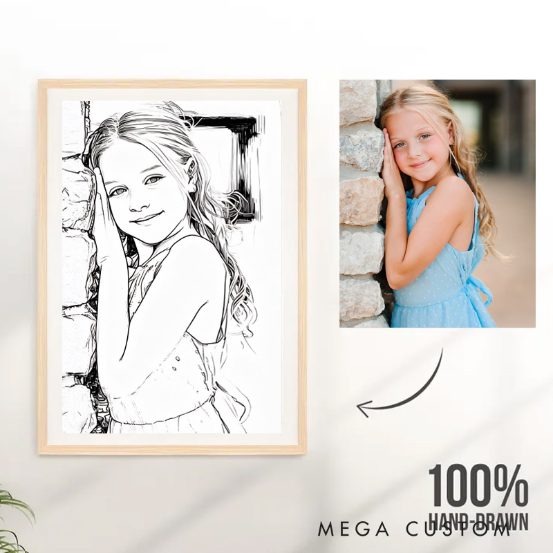 Personalized Kids Hand-Drawn Painting Poster from Photo Gift from Kid