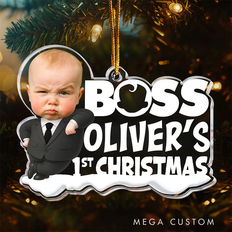 Personalized Baby 1st Christmas Cute Baby Acrylic Photo Ornament