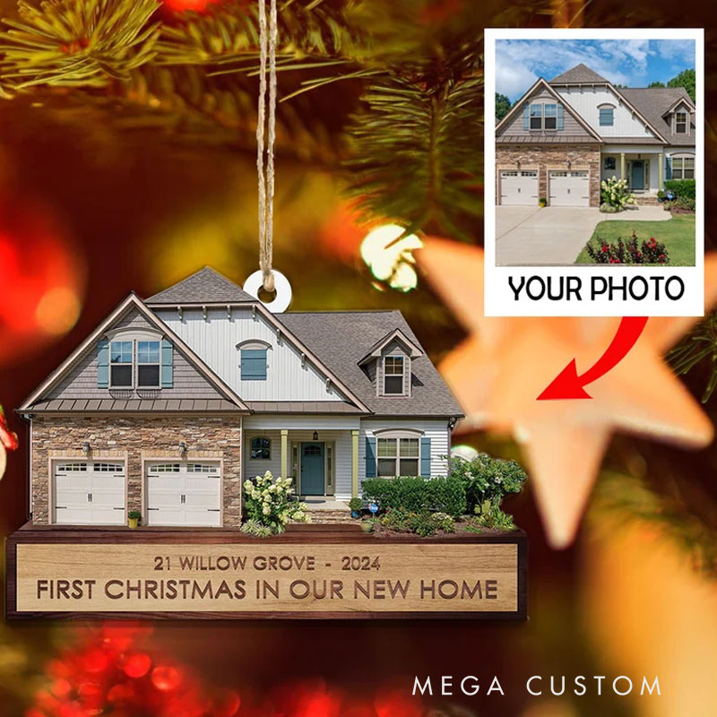Personalized First Christmas in Our New Home Ornament 2025 Custom House Address Keepsake Personalized Ornament for Families or New Homeowners