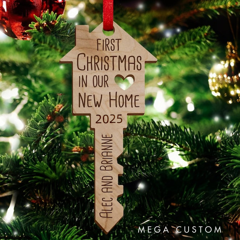 Personalized First Home Ornament Our First Christmas New Home Gift Housewarming Gift Christmas Ornament First Home Gift Wood Key Ornament