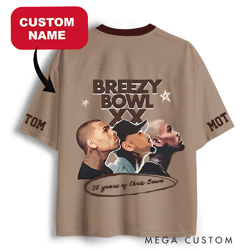 Personalized Football Brown 20 Football Jersey Mesh Concert Outfit Concert Shirt