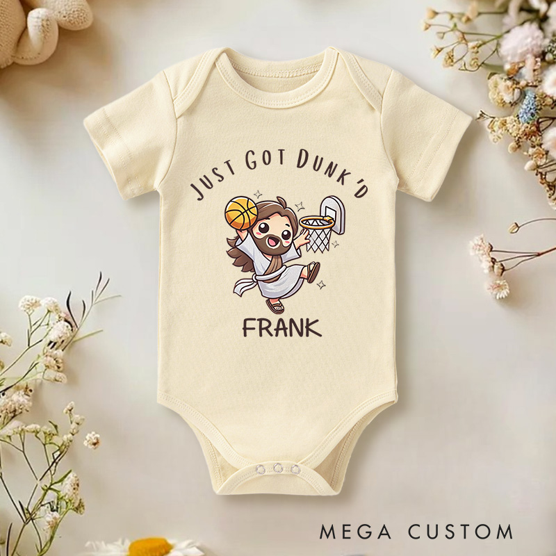 Personalized Just Got Dunk'd Baptism Baby Onesie Gift for Baby Shower