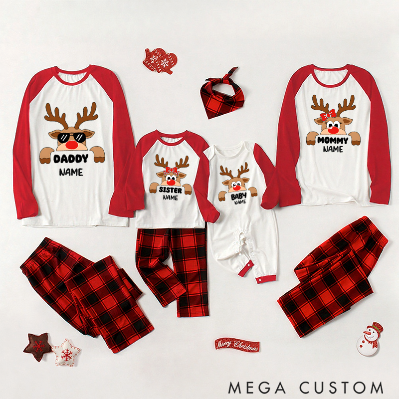 Personalized Christmas Cartoon Elk Pattern Design Family Matching Pajamas