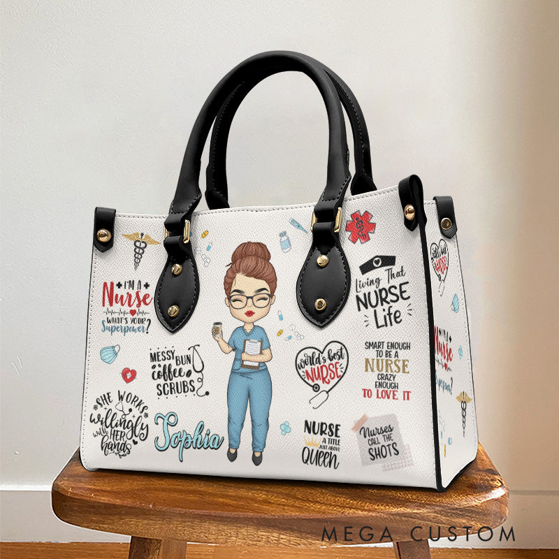 Personalized Leather Handbag Custom Living That Nurse Life Design Handbag Nurse Gift