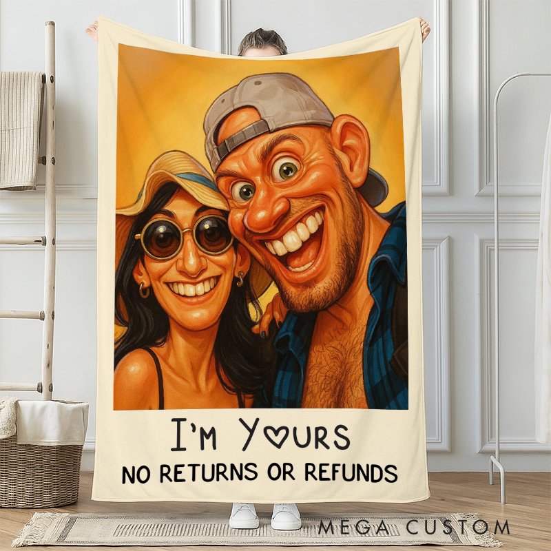 Personalized Photo Art Blanket For Funny Couples Flannel Blanket with Photo Custom Art Lover Gift Custom Portrait
