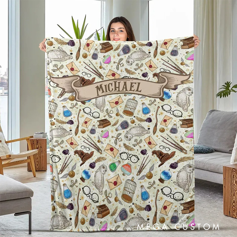 Personalized Magic World Movie Blanket Flannel Blanket Movie Blanket with Name Film Fan